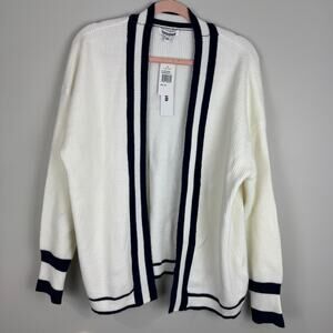 Vigoss Women's Open Front Cardigan White & Navy NEW XL